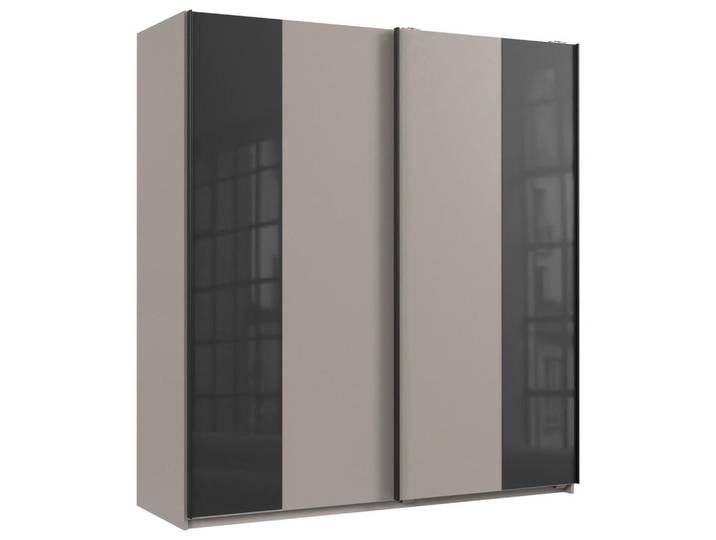 Mid.you Schwebetürenschrank, Grau, Sahara, Glas, Holzwerkstoff, 2 Fächer, 180x198x65 cm, umfangreiches Zubehör erhältlich, Schlafzimmer, Komplette Schlafzimmer und Serien, Schlafzimmerserie