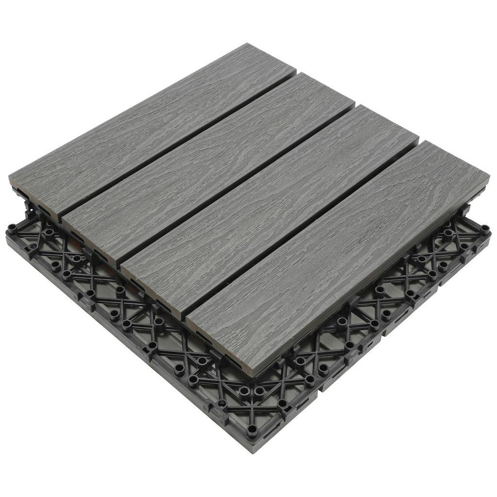 Ambia Garden Terrassenfliese , Grau , Holzwerkstoff , 30x2.1x30 cm , Global Recycled Standard (Grs) , rutschfest, witterungsbeständig, lichtunempfindlich , Gartenzubehör, Terrassenfliesen
