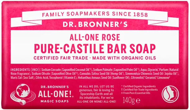 Dr Bronners SABONETE EM BARRA ROSA PURA 140g