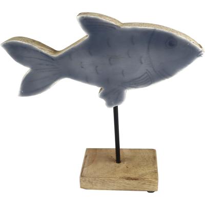 Dekofigur AM DESIGN "Fisch aus Mangoholz und Metall", braun, B:15cm H:15cm T:5cm, Holzwerkstoff, Metall, Dekofiguren, in zwei Größen