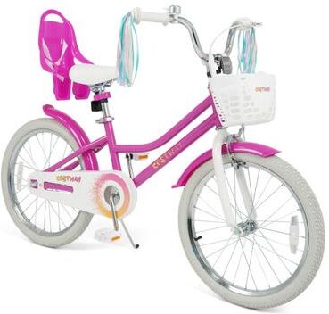 Costway 20 Inch Kids Bike with Front Basket and 2 Brake System for 8+ Years Old Rose Red