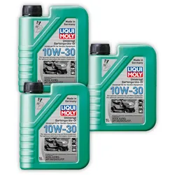 3x Rasenmäheröl LIQUI MOLY 1273 Gartengeräte-Öl 10W-30 Motoröl Rasenmäher Öl 1L