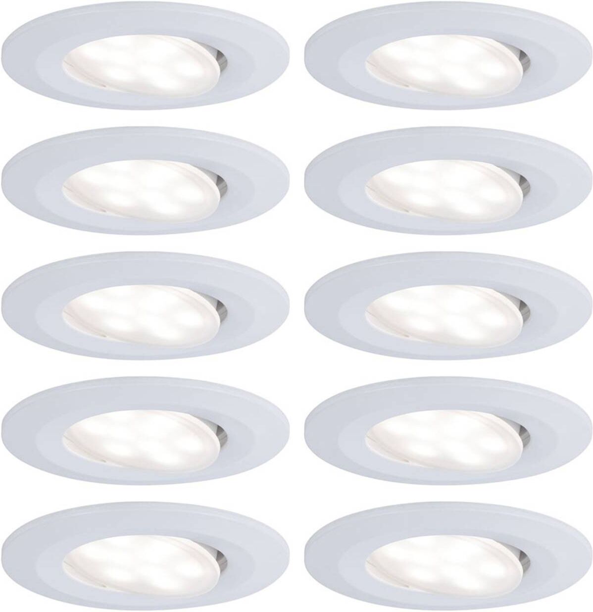 Paulmann Calla weiß dimmbar schwenkbar 4.000 K 9 cm 10er-Set Calla,, weiß / opal, für Badezimmer, Kunststoff, Modern