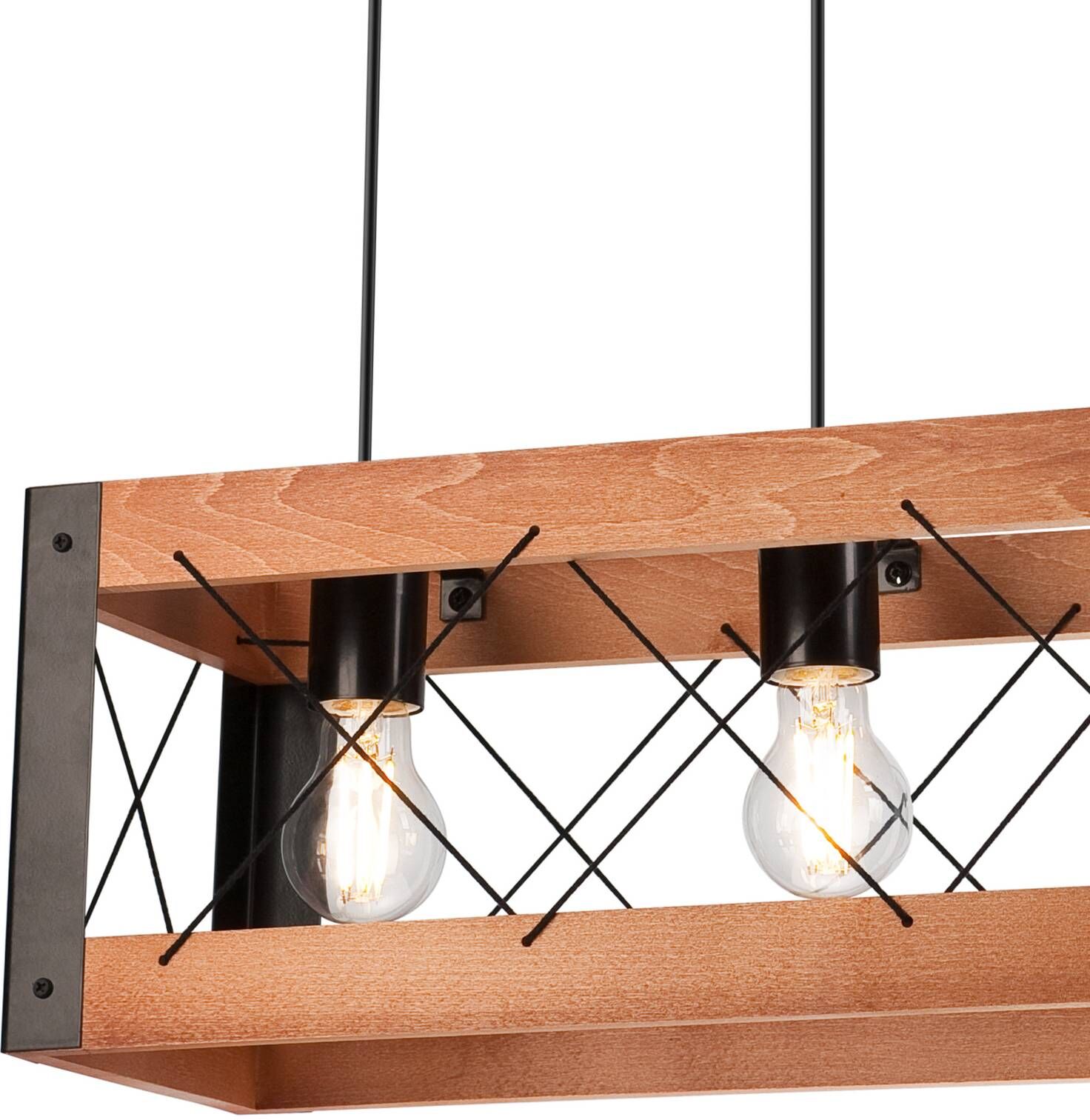 Hängelampe Lee Lamkur, dimmbar, Holz hell, für Wohn- / Esszimmer, Holz, Landhaus / Rustikal, Pendelleuchte