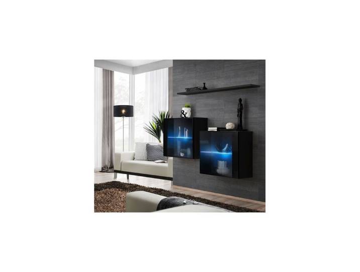 Ensemble meuble TV mural - Switch SB III - 130 cm x 110 cm x 30 cm - Noir