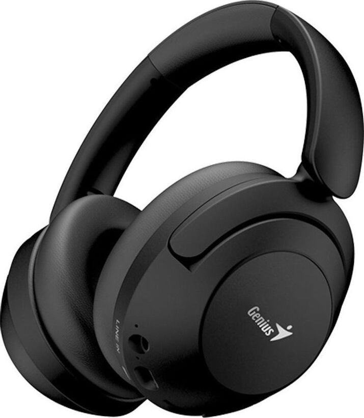 Genius HS-810BT Bekabelde en draadloze hoofdtelefoon met microfoon voor muziek en gesprekken, Zwart