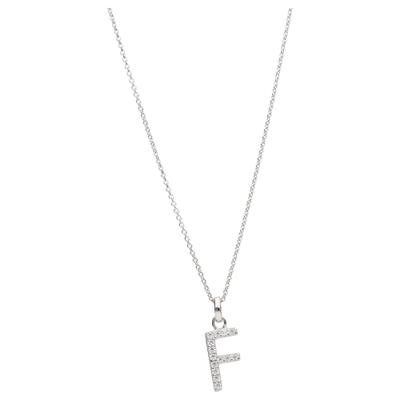 Kette mit Anhänger SMART JEWEL "Buchstabe F mit Zirkonia Steine, Silber 925", silber, Halsketten, Damen, 45cm