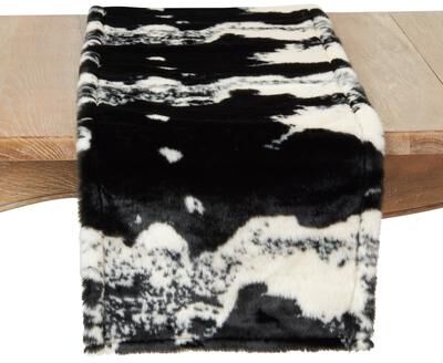 Saro Lifestyle Cow Hide Design Faux Fur Runner