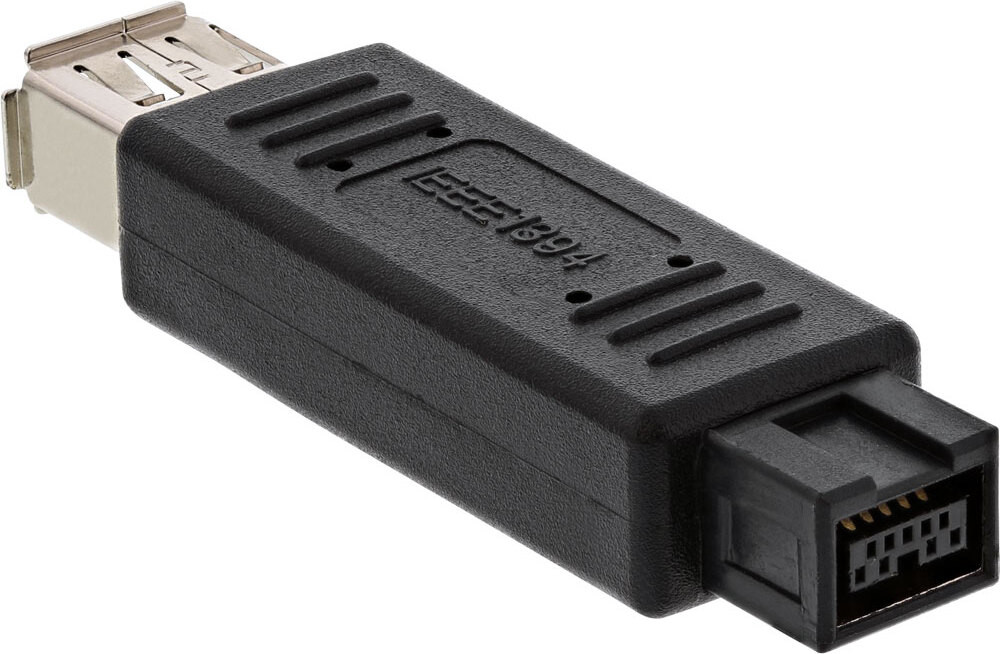 InLine 34600A FireWire-adapter met 6-polige vrouwelijke connector en 9-polige mannelijke connector