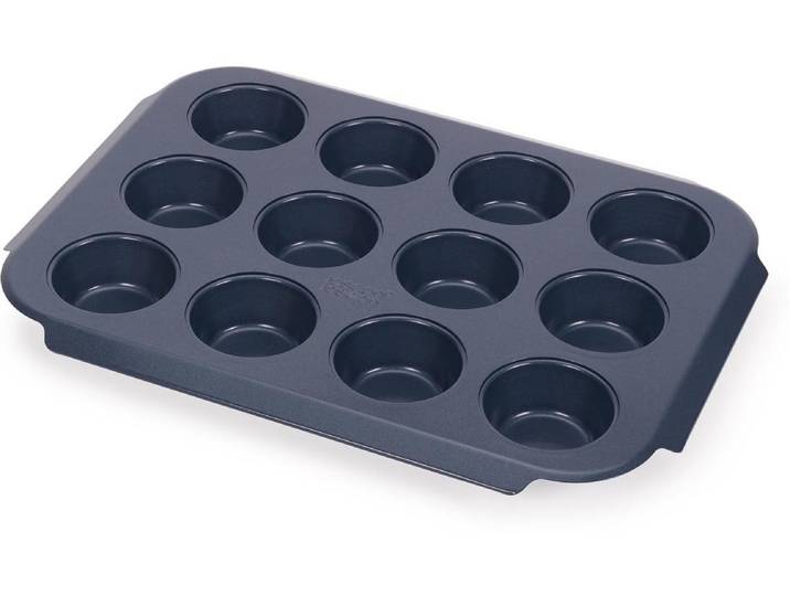 Muffinform JOSEPH JOSEPH Nest Bake 12 Muffins, 30 x 41 x 3 cm , blau, B:41cm L:30cm, Küchenformen, Muffinform