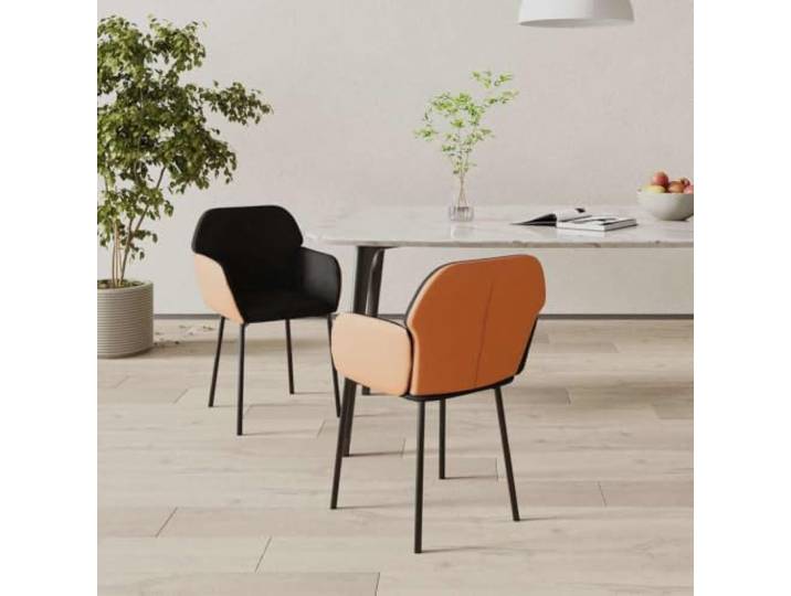 YUTAASU Esszimmerstühle 2 STK Schwarz Stoff Kunstleder Atmungsaktiv, Schmutzabweisend, Metallrahmen, Ergonomisch, Belastbar bis 110 kg