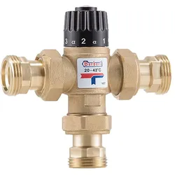 Barberi Thermostatisches Mischventil für Wasser-Heizungs-Sanitär-Anlagen - Verbrühschutz - Kv 2,5 - Betriebsber. 20–43 °C. Verschraubungen mit unmonti