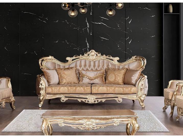 Xlmoebel 3-Sitzer Samt Sofa im Barock Rokoko Stil für stilvolles Wohnen, 3-Sitzer 1 Teile, Made in Europa