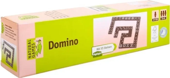 Domino in Holzbox mit 55 Steinen