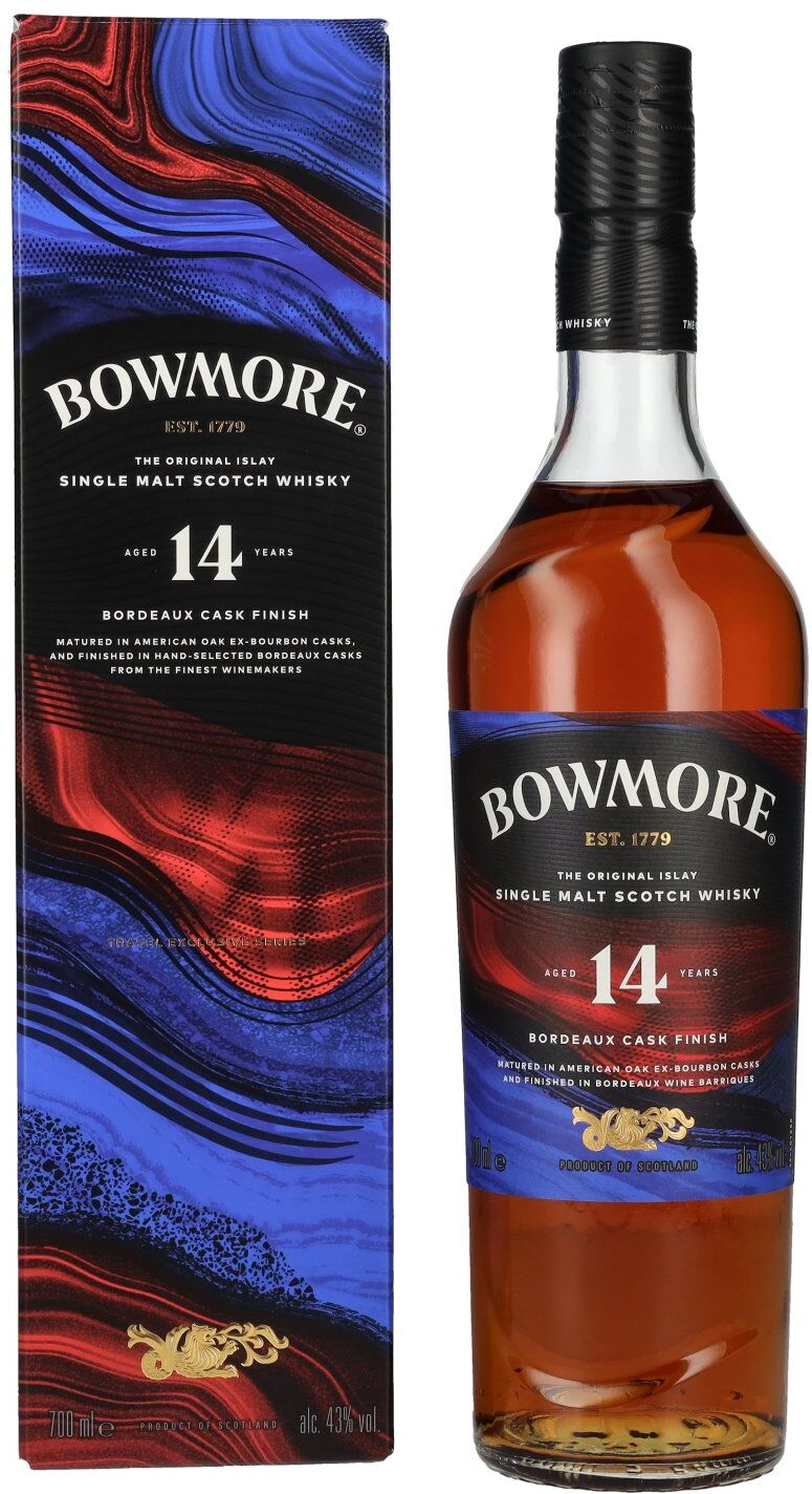 Bowmore 14 Years Old Bordeaux Cask Finish Islay Single Malt 43% Vol. 0,7l in Geschenkbox