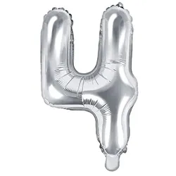 Folienballon silber Zahl 4