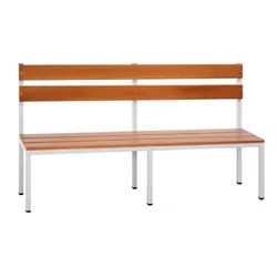 Lüllmann Sitzbank mit Rückenlehne, 400/900 x 2000 x 400 mm, lichtgrau/buche