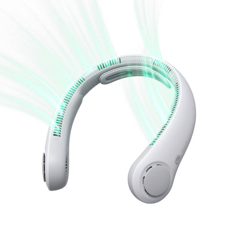 JISULIFE Draagbare nekventilator Life 4, wit, bladloos, 5 snelheden, 5000 mAh oplaadbaar