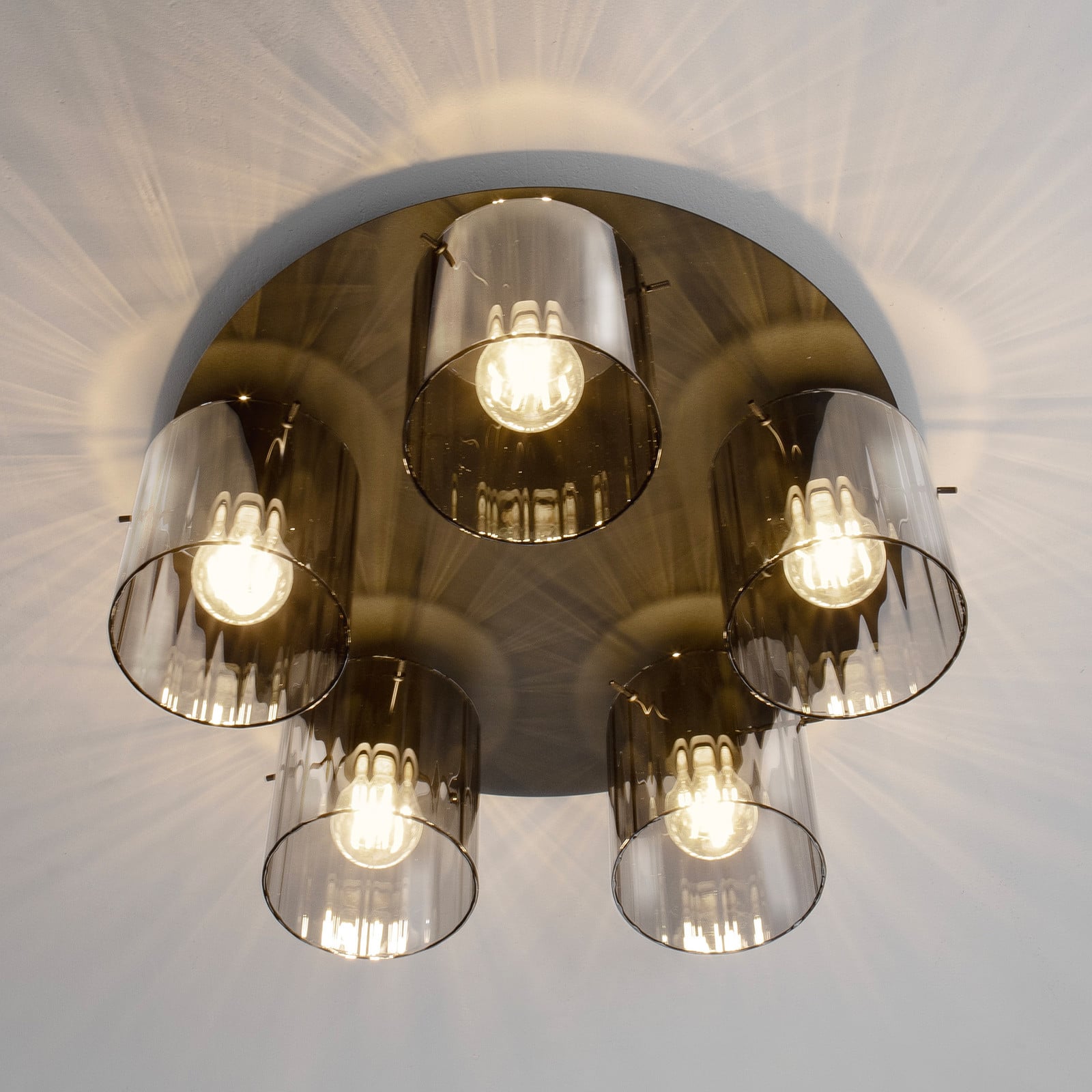 Lyora Design Plafondlamp Mirbi 5-lichts zwart met transparant glas