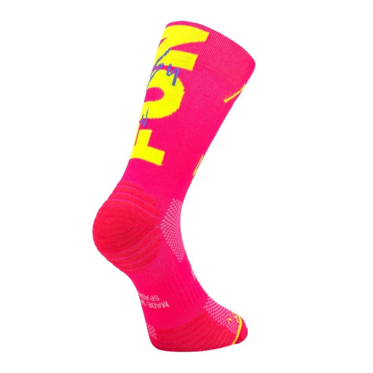 Meias Sporcks Fun Run Rosa Amarelo, Tamanho XS. Unisex