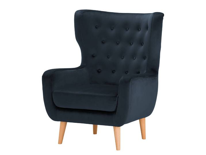 Sessel Boyka I Schwarz/Dunkelblau Samt Ravi 81 x 88 x 105cm