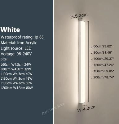 Uplifted Goods Modern Waterproof Outdoor LED Wall Light white 150 Cm neutral No Remote