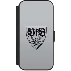 Nivocase Klapphülle für Apple iPhone 15 Handyhülle aus Kunst Leder NIVOflip schwarz Logo Offizielles (Apple iPhone 15), Smartphone Hülle, Schwarz