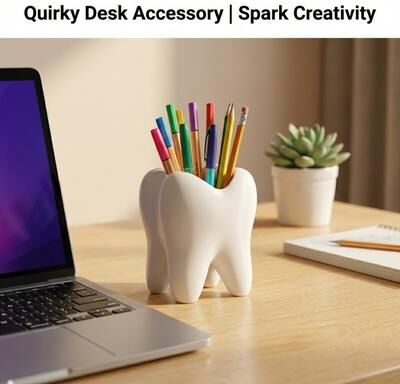 Market Central Tooth Shaped Organizer Holder For Toothbrush Makeup And Desk Storage Tooth Shaped Organizer Holder For Toothbrush Makeup And Desk Storage