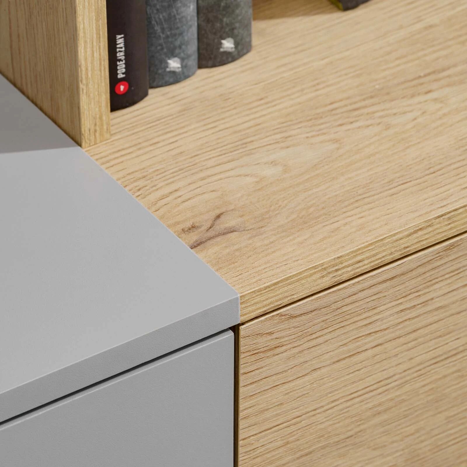 garneroarredamenti Parete attrezzata 240x160h cm sospesa moderna grigio rovere Tetra