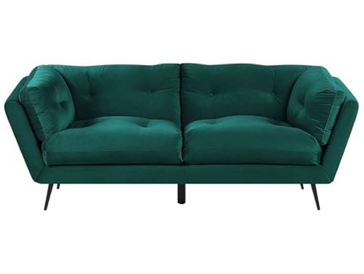 Beliani Modernes Sofa aus Samtstoff in Smaragdgrün 3er Sitzer Lenvik