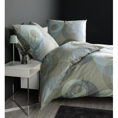 Bettwäsche JANINE "Mako-Satin 31167", salbeigrün, B/L: 135cm x 200cm, 1 Stk., 1 Stk., Mako-Satin, B/L: 80cm x 40cm, 2 tlg., Mako-Satin, Obermaterial: 100% Baumwolle, Bettwäsche, Bettwäsche, Bettwäsche ab Größe 135x200 cm, hochwertig, mit Kreisen