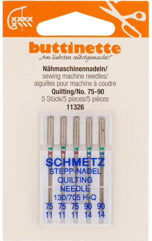 buttinette Nähmaschinennadeln "Quilting", Stärke: 75–90, Inhalt: 5 Stück