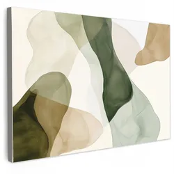 LEINWANDBILD Japandi - Abstrakt - Grün Wanddeko 90x60 cm