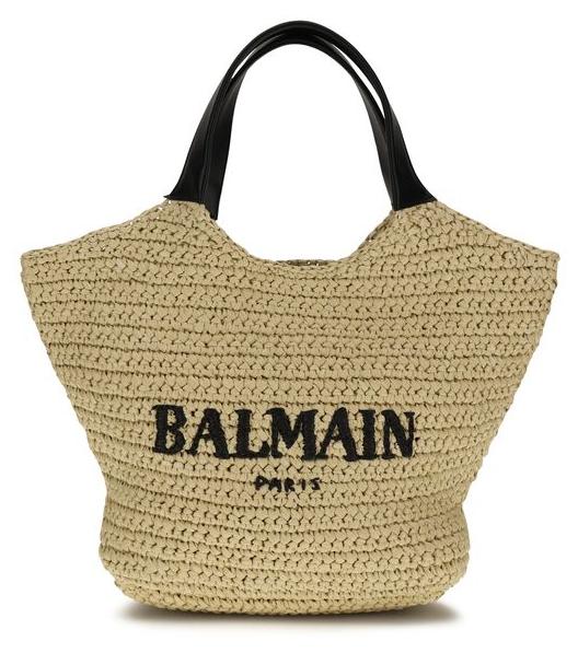 Balmain Schultertasche aus Viskose in Beige