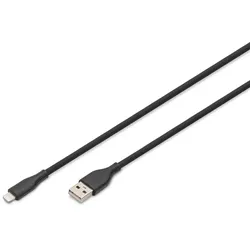 Digitus Lightning Silikon Anschlusskabel, USB-A - Lightning 0,5m, schwarz