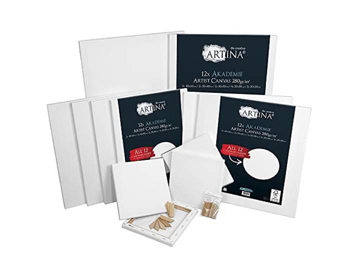 Artina Set van 12 Schildersdoeken FSC® Canvas met Spieraam