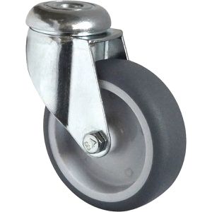 CASCOO Apparaterolle Serie P2T2, mit Rückenloch, 75mm Ø, Tragkraft 75 kg, Lenkrolle aus TPE