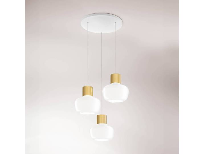 Fabas Luce Glas Hängelampe Kino, dimmbar, weiß / opal, für Wohn- / Esszimmer, Glas, Pendelleuchte