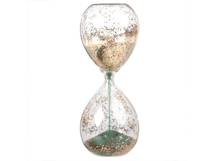 Sanduhr aus Glas, grün und goldfarben
