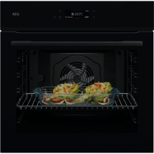 AEG NBE7P60SB Backofen 60cm Schwarz SteamCrisp Pyrolyse 17Heizarten Kochassistent EEK:A+
