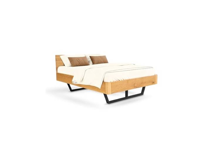 holz4home® Massivholzbett aus Eichenholz I Schwebebett aus Holz I Holzbett Verschiedene Größen I Füße aus Holz oder Metall (Metallgestell, 140x200cm)