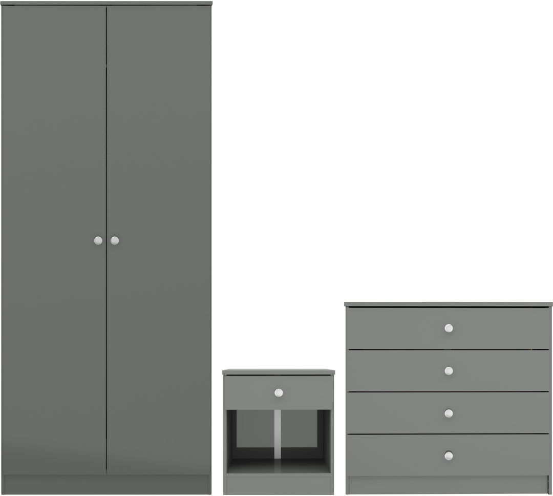 Seconique Denver 3 Piece Bedroom Set Grey
