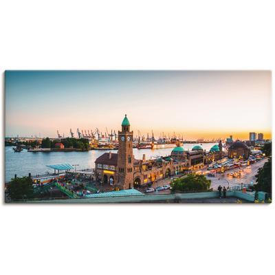 Wandbild ARTLAND "Hamburg Hafen und Landungsbrücken", beige (farbe bild(er): naturfarben), B:40cm H:20cm, Bilder, als Alubild, Leinwandbild, Poster in verschied. Größen