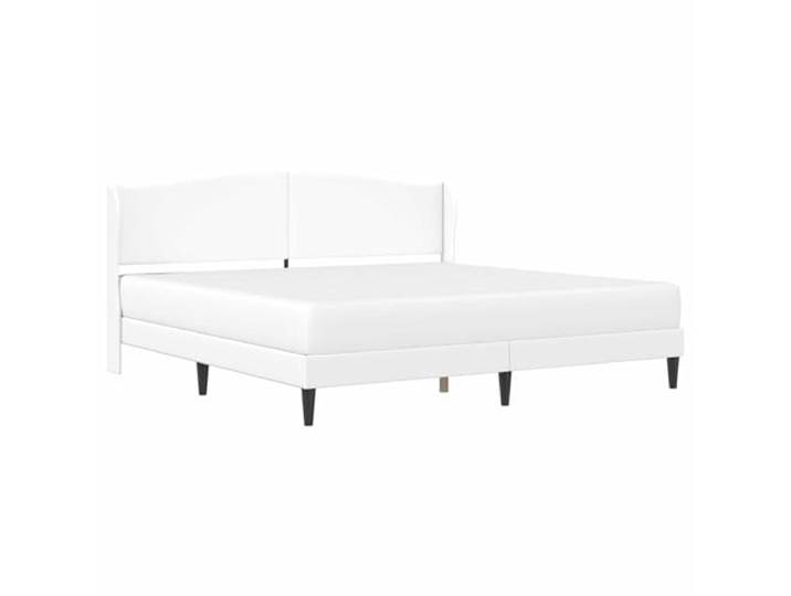 SKTQYQO Bettgestell Kunstleder weiß 180 x 200 cm Robustes Sperrholz, gepolsterte Rückenlehne, leicht zu reinigen, einfache Montage