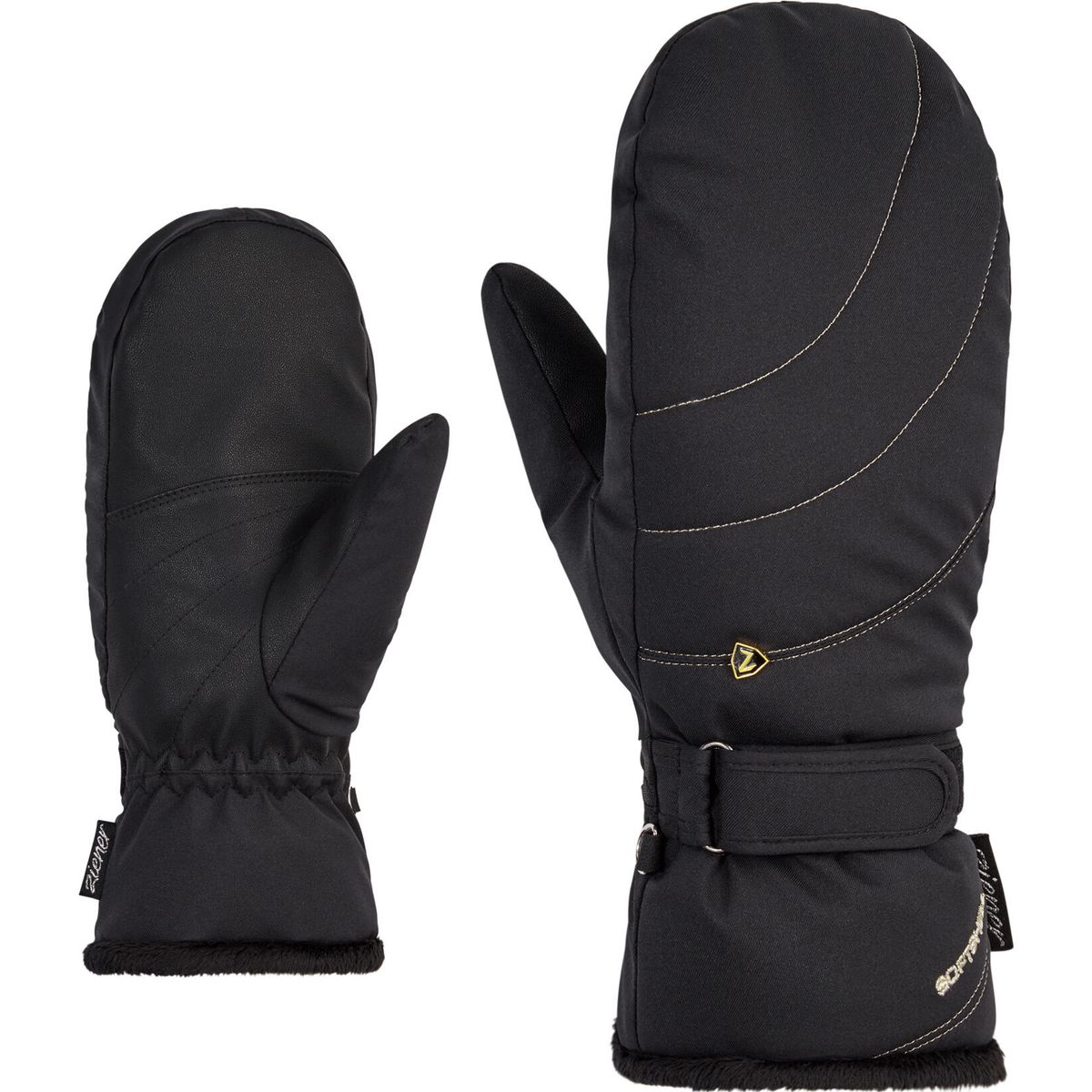 Ziener Kahlia-z PR Mitten Glove Lady black.gold art (12495) 6 113011-12495-6