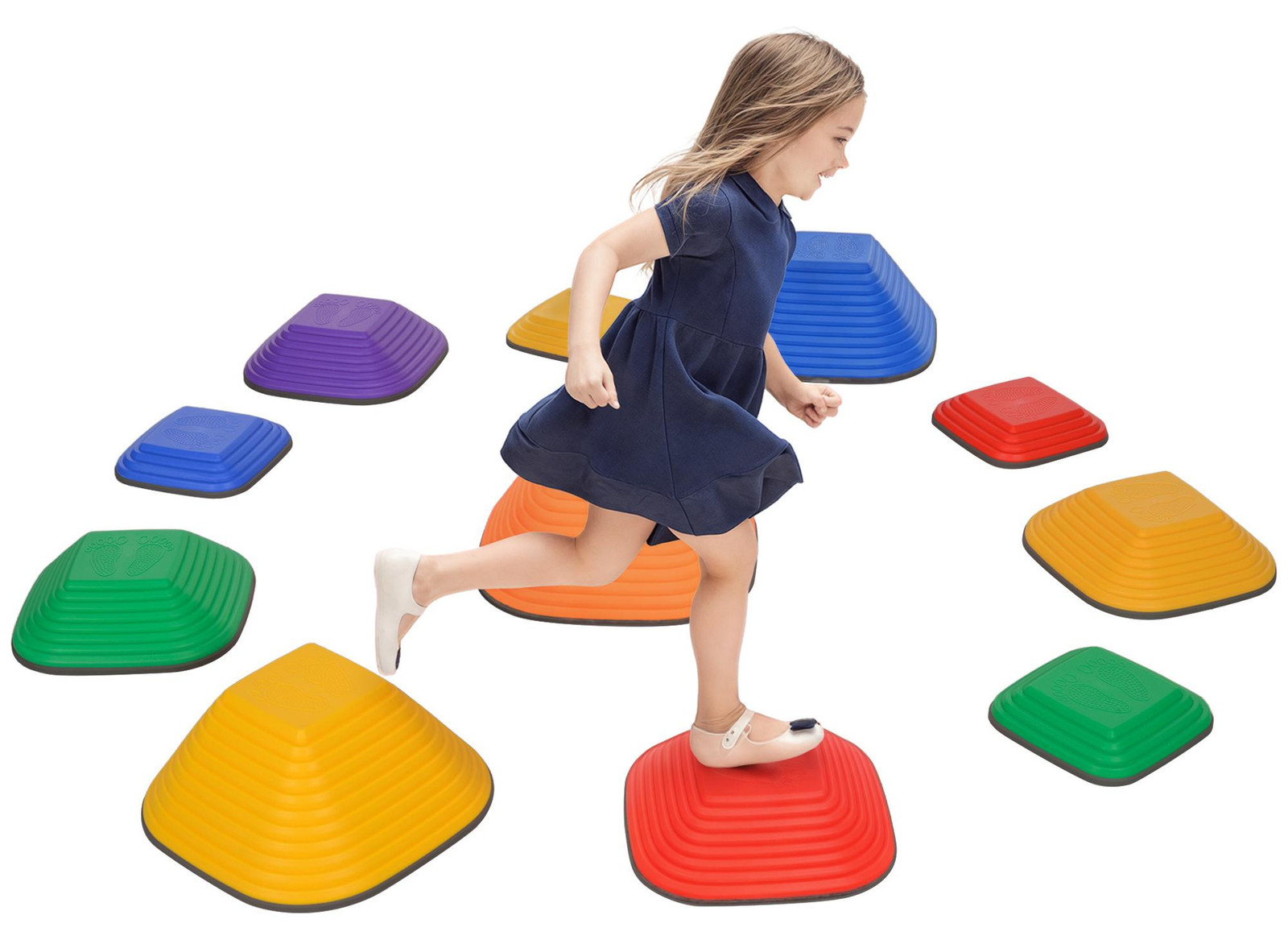 MH Handel GmbH Balansstenen voor kinderen, 11 stuks, antislip, kleurrijk plastic hindernisbaan voor motorische ontwikkeling