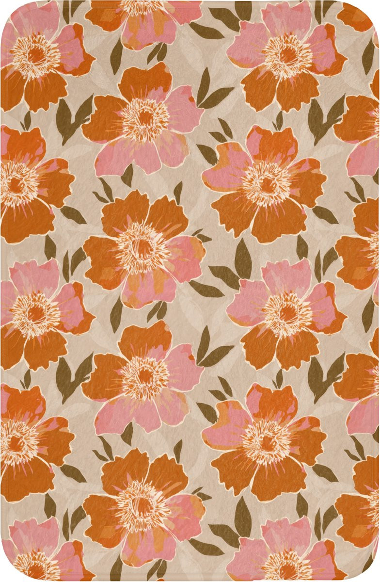 OnlyWow Antislip WC mat met bloemenmotief in retro stijl, 40 x 60 cm