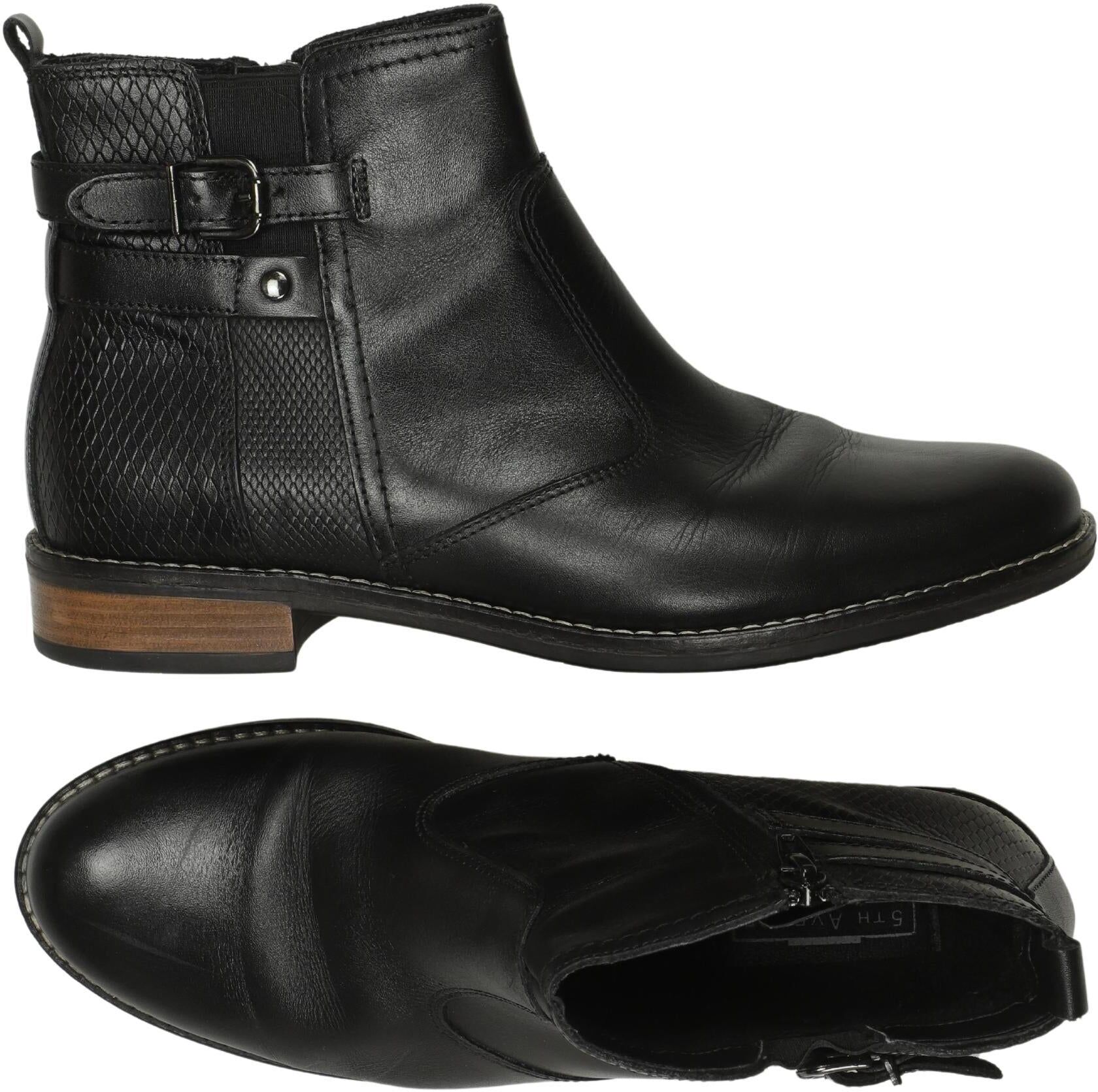 5th Avenue Damen Stiefelette, Schwarz, Gr. EU 38, Leder - Second Hand