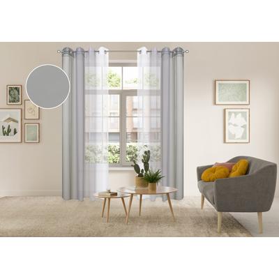 Gardine OTTO HOME "Nivva, 2er-Set, transparent, Ösen", grau, B:140cm H:175cm, Polyester, Gardinen, Gardine, Transparent, Ösen- Aufhängung, Pflegeleicht, 2er Set