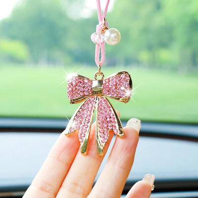 Uplift Picks Diamond Bowtie Car Rearview Mirror Hanging Pendant Ornament black